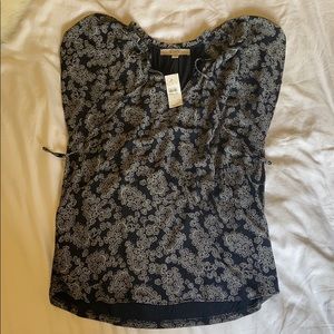 Navy Paisley Short Sleeve Blouse